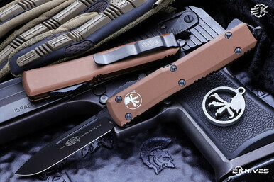 Microtech Ultratech OTF Automatic Knife Tan S/E 3.4" 204P DLC Black ...