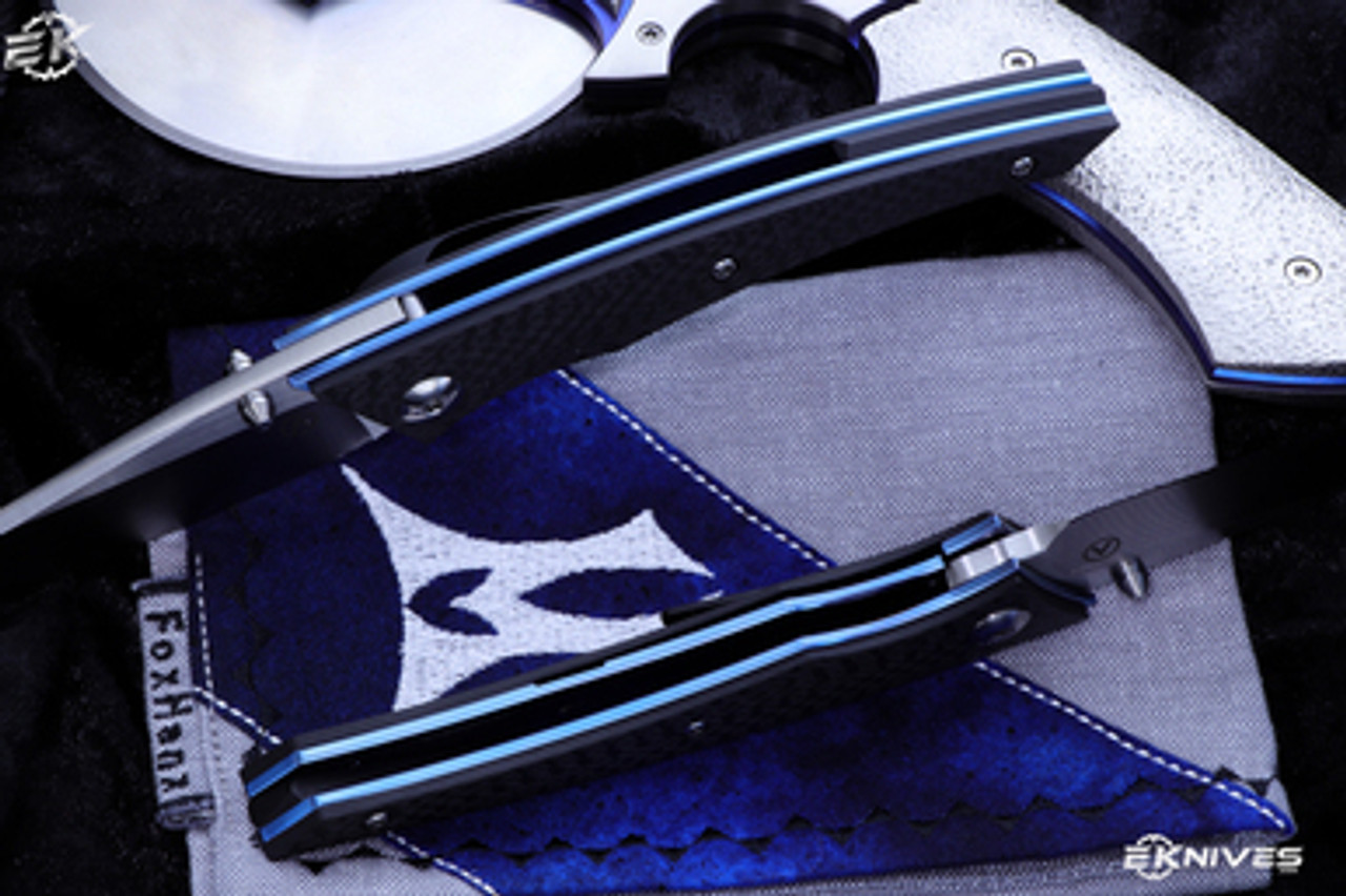Alliance Designs Jeremy Marsh Chisel Folding Knife 3.25 M390 Drop Point  Blade, Ivory Paper Micarta Handles with Blue Titanium Liners - KnifeCenter
