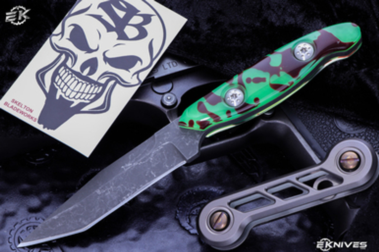 Skelton Bladeworks "Scaphoid" ShokRes Green/Blood Spatter 4" Tanto