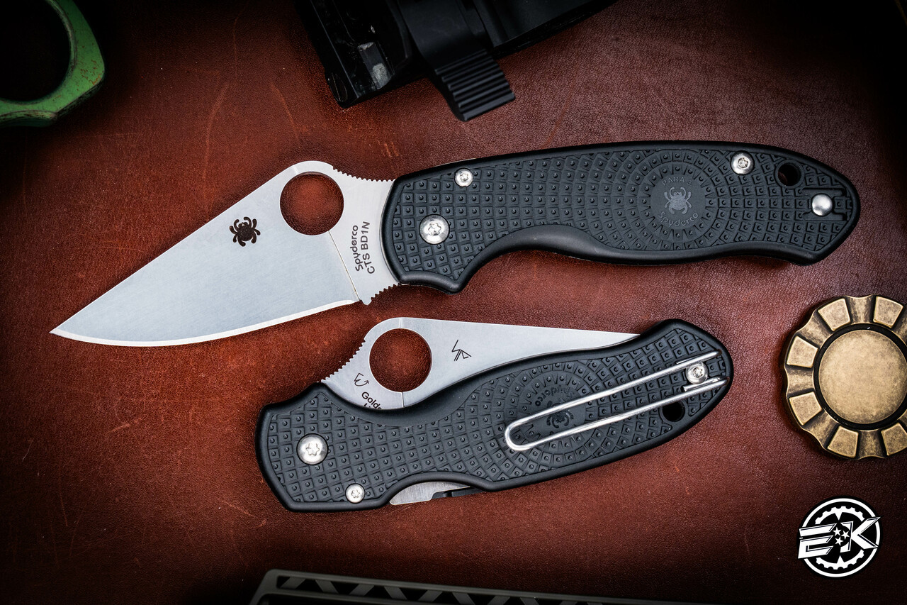 C*o様 Preador BK3 Spyderco Para 3 Lightweight Folding Knife Black FRN 3