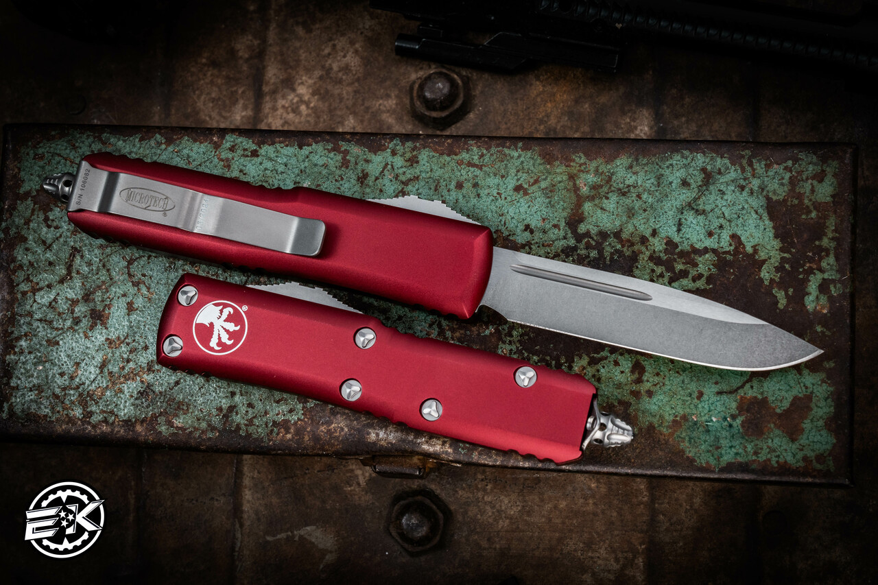 Microtech Ut85 Drop Microtech UTX-85 OTF Automatic Knife Merlot Red 3
