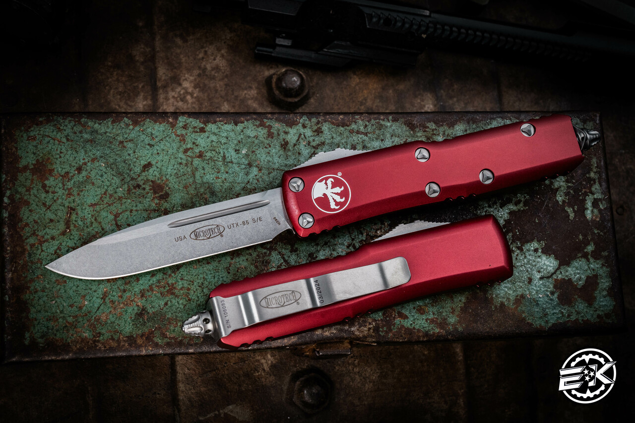 Microtech Ut85 Drop Microtech UTX-85 OTF Automatic Knife Merlot Red 3