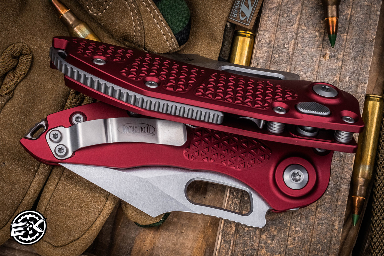 ユッカ　リギタ　赤紐 Microtech x Borka Blades Stitch Automatic Folding Knife Merlot Red