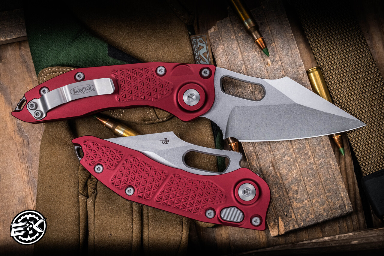 Microtech x Borka Blades Stitch Automatic Folding Knife Merlot Red