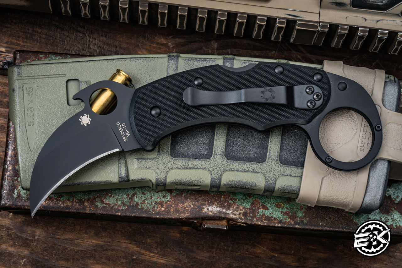 カゼトモリ　グローパット Spyderco Karahawk G-10 Black Emerson Opener Folding Karambit 2.3