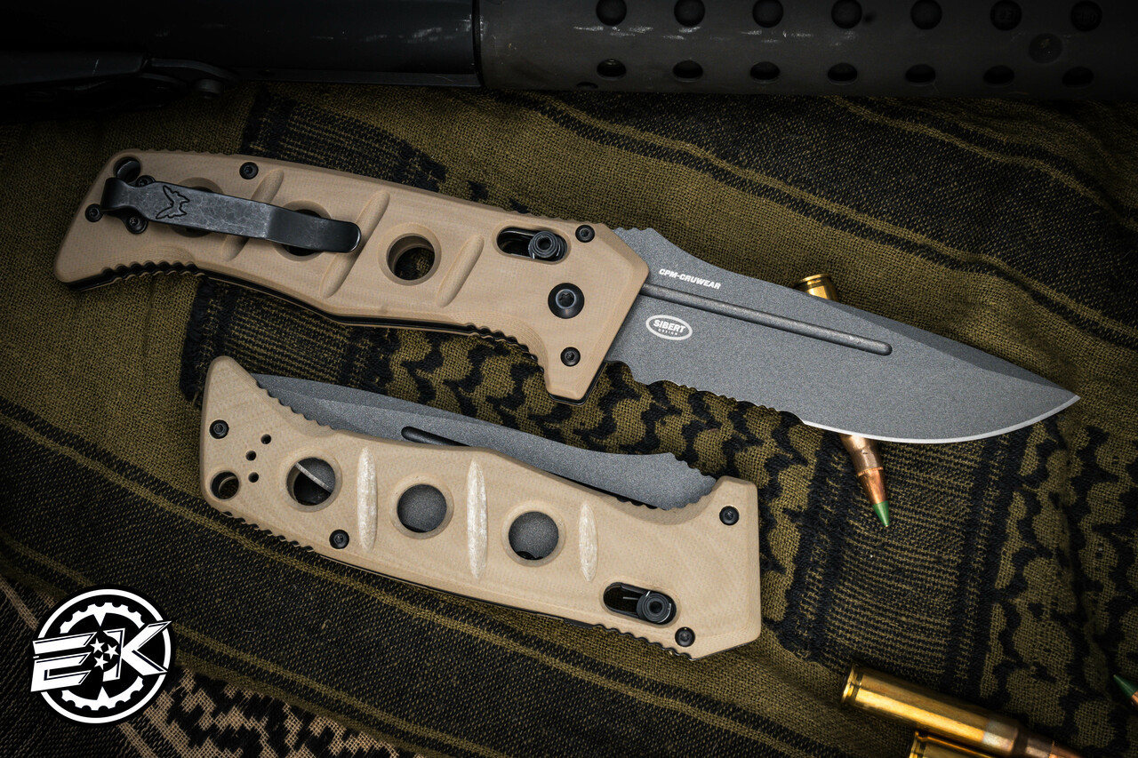 Benchmade Knives: 2750SGY-3 Adamas Auto - Sand G-10 - CPM CruWear - Tungsten  Gray Cerakote - Partially Serrated