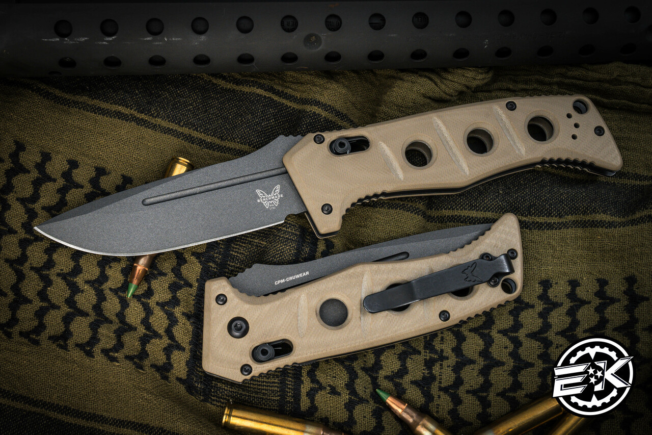 Benchmade Sibert Auto Adamas Folding Knife Desert Tan G10 3.78