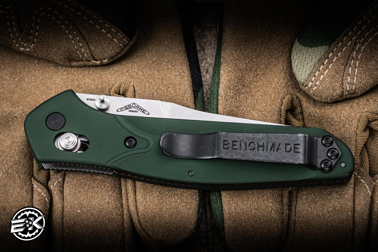 Benchmade Osborne 940 AXIS Lock Green Aluminum, Purple Accents 3.4