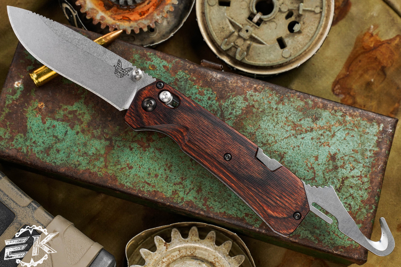Benchmade Hunt Grizzly Creek Wood Folding Knife w/ Gut Hook 3.5