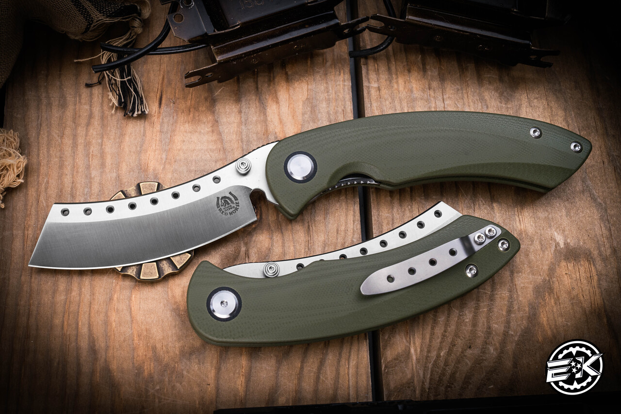 Red Horse Knife Works Hell Razor P Green G10 Knife 3.6