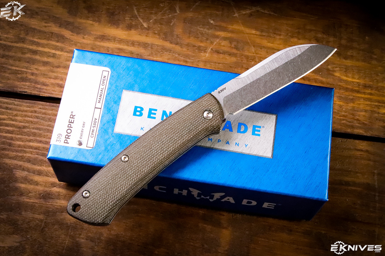Benchmade Proper Slip Joint Folding Knife Micarta 2.8" Satin Sheepsfoot 319