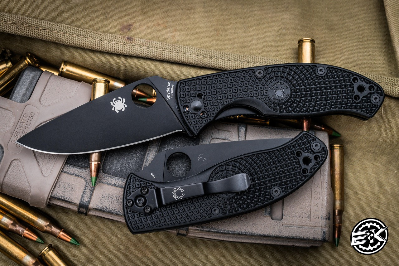 Spyderco Tenacious Lightweight Knife Black FRN 3.4" 8Cr13MoV Black C122PBBK
