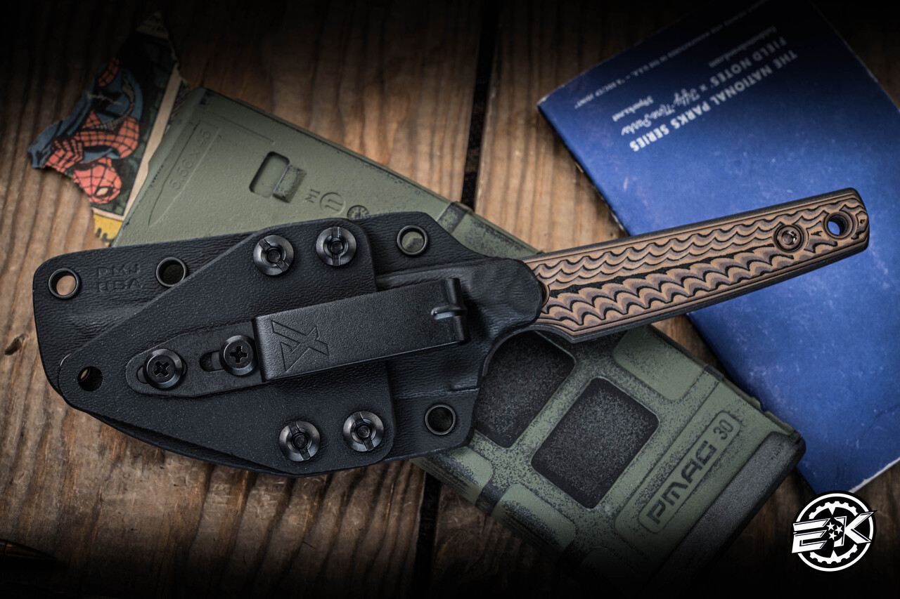 RMJ Tactical UNMEI Kwaiken Fixed Blade Knife Hyena Brown G10 4
