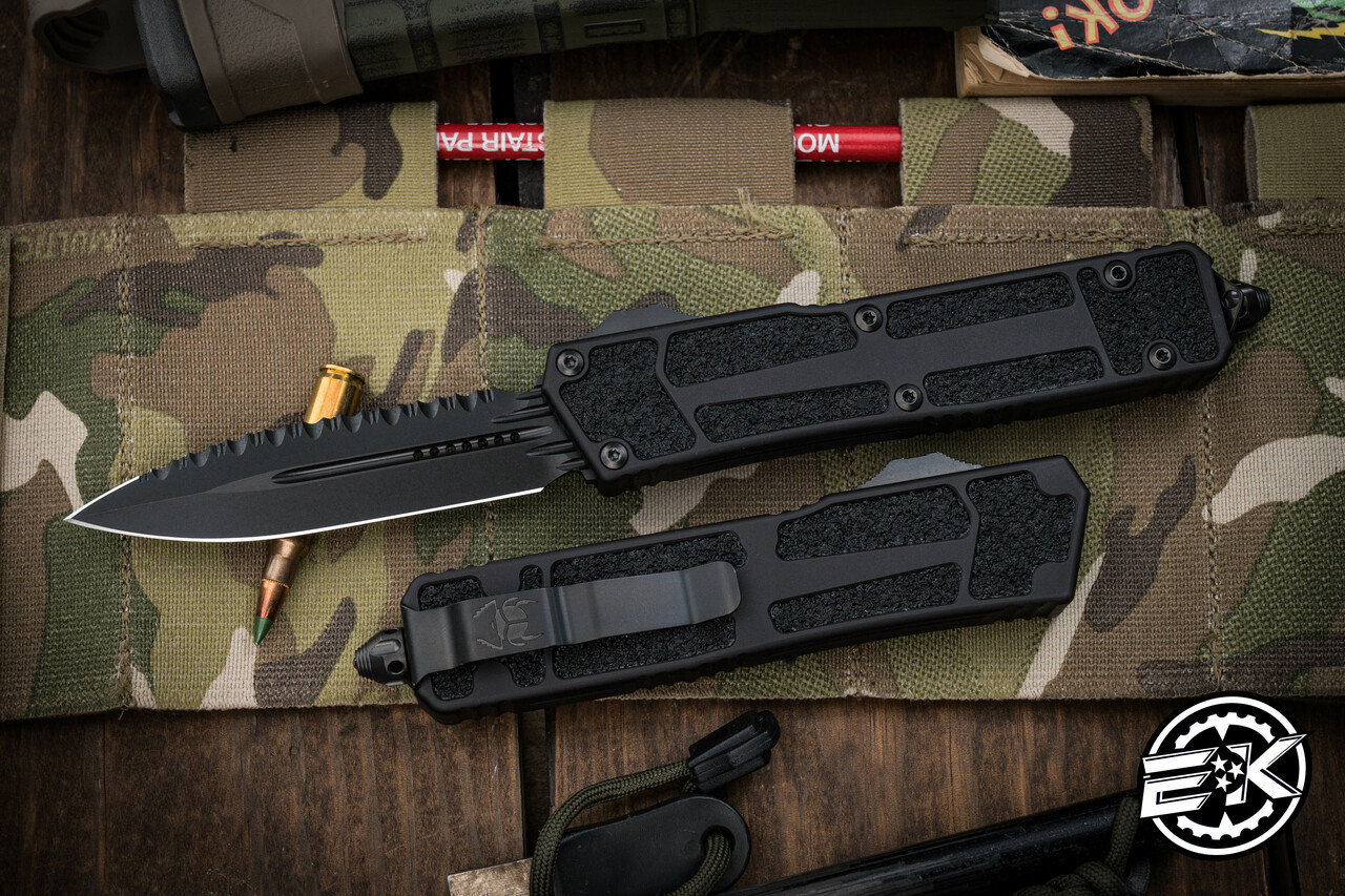 Microtech Scarab II OTF Automatic Knife DLC Shadow Deep Engraved 4