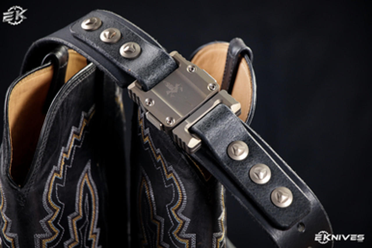 Marfione Custom Knives APIS Leather Belt @ SRKT Distressed Dark Brown Water  Buffalo Leather Bronze Titanium Buckle & Hardware