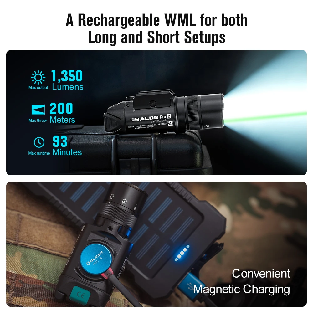 Olight Baldr Pro R Tactical Weaponlight Black Rechargeable Green