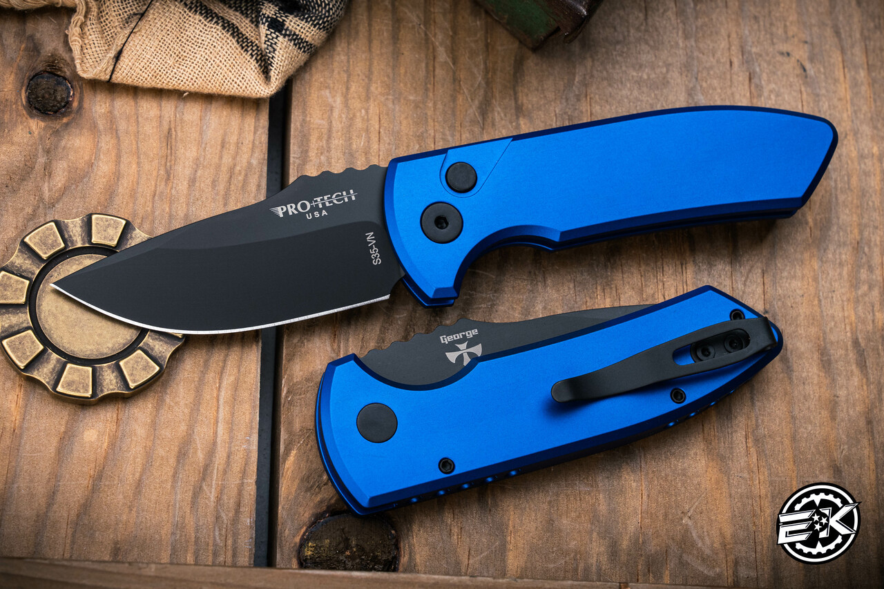 ProTech SBR Short Bladed Rockeye Automatic Folding Knife Blue 2.5