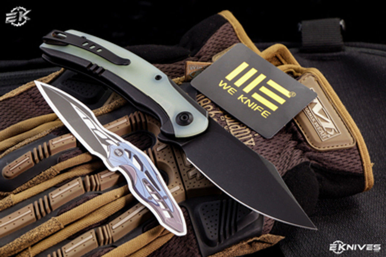 WE Knives Snick Black Stonewashed 20CV Natural G10 Inlaid Nested Frame Lock  Flipper Knife For Sale