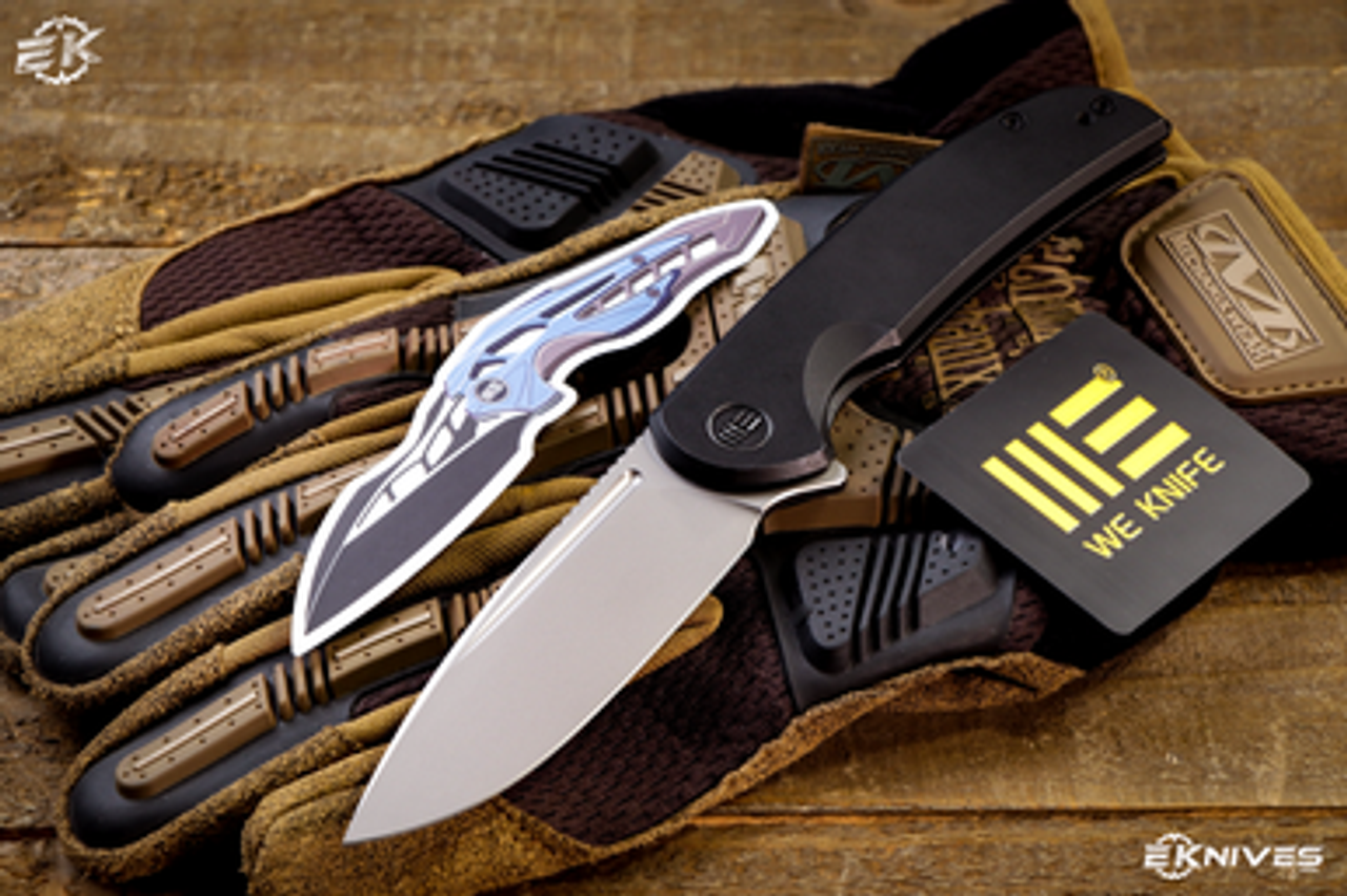 WE Knives Elementum Black Stonewashed 20CV Titanium Frame Lock Flipper  Folding Knife For Sale