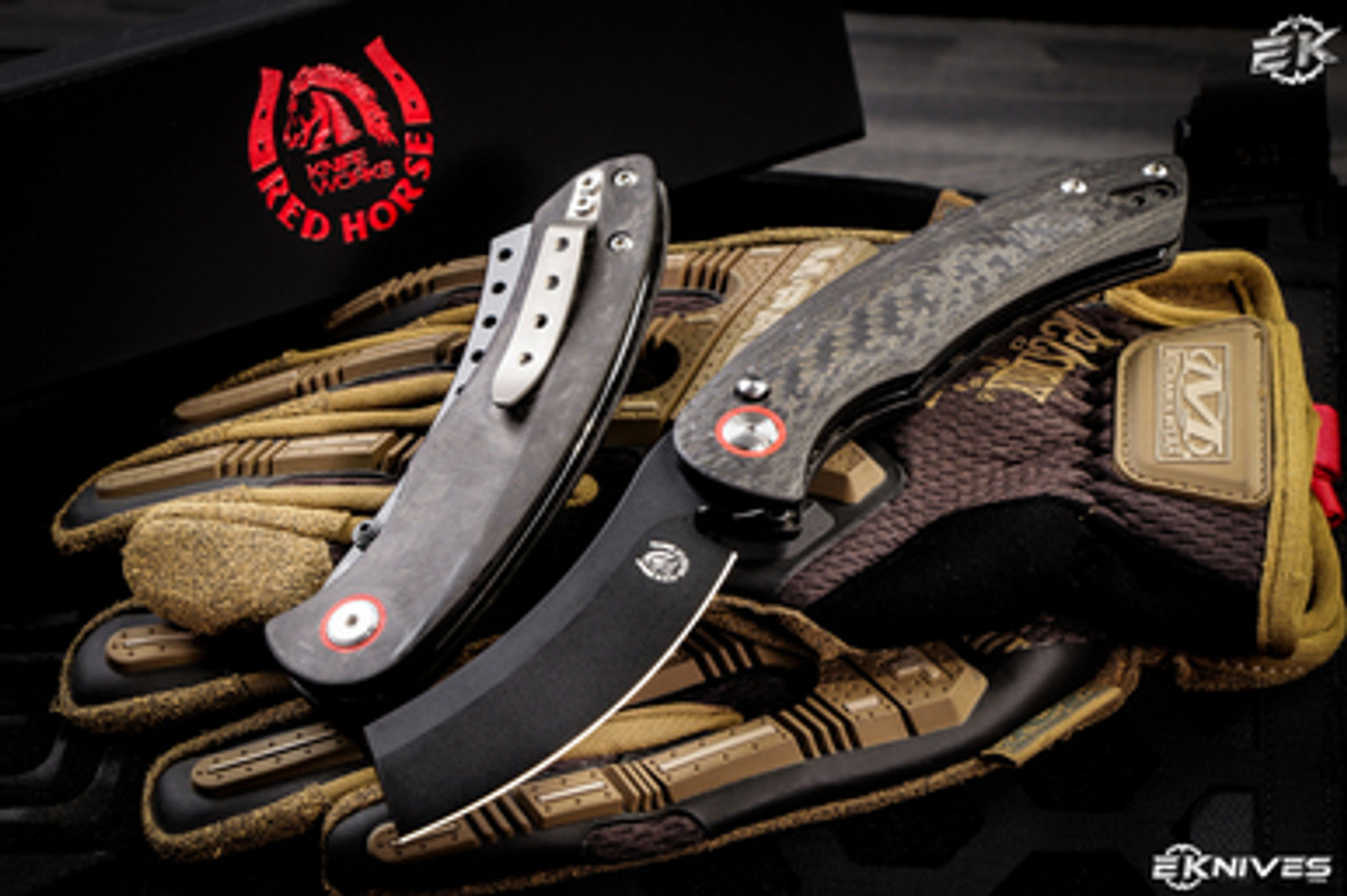Red Knife Works Hell Razor P Automatic Knife Carbon Fiber 3.6" PVD Blade