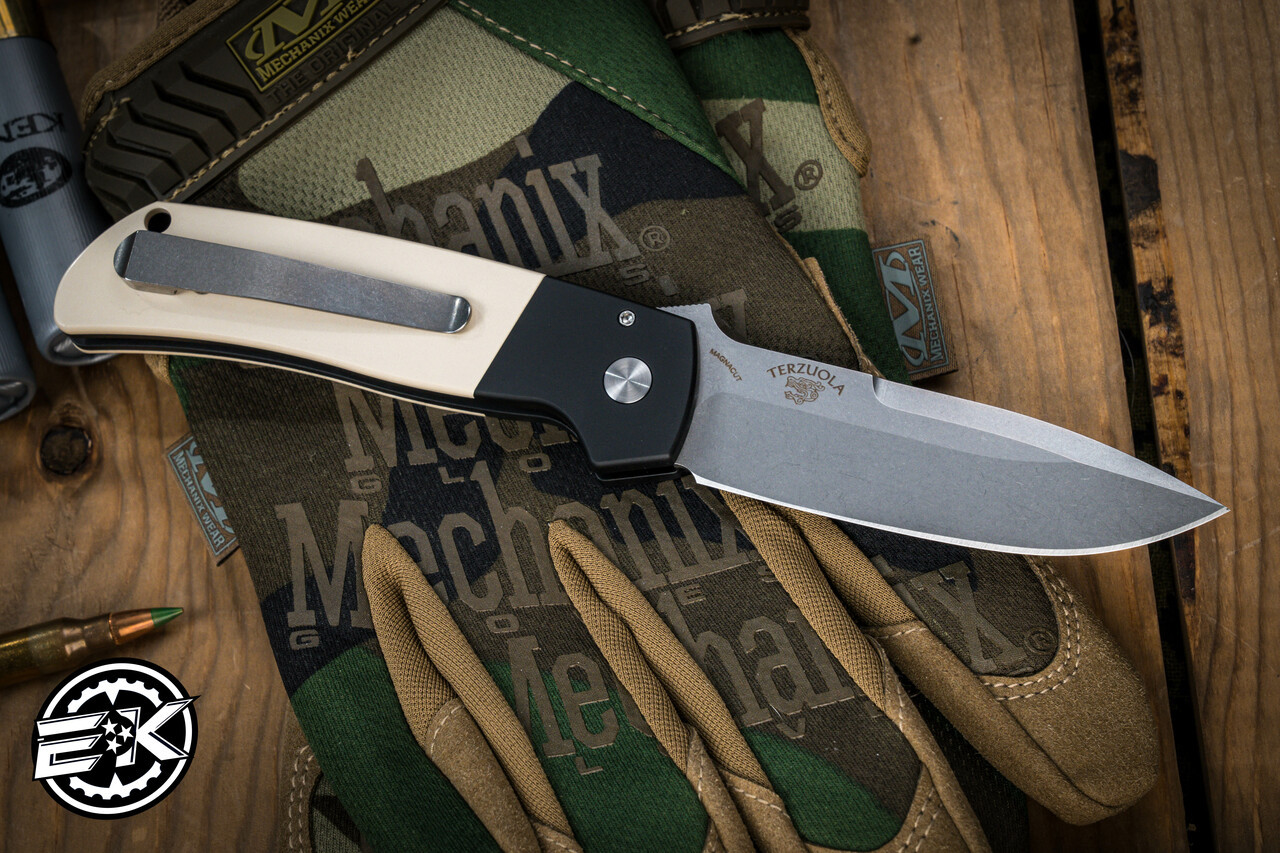 ProTech Terzuola ATCF Automatic Folding Knife Ivory Micarta Tuxedo