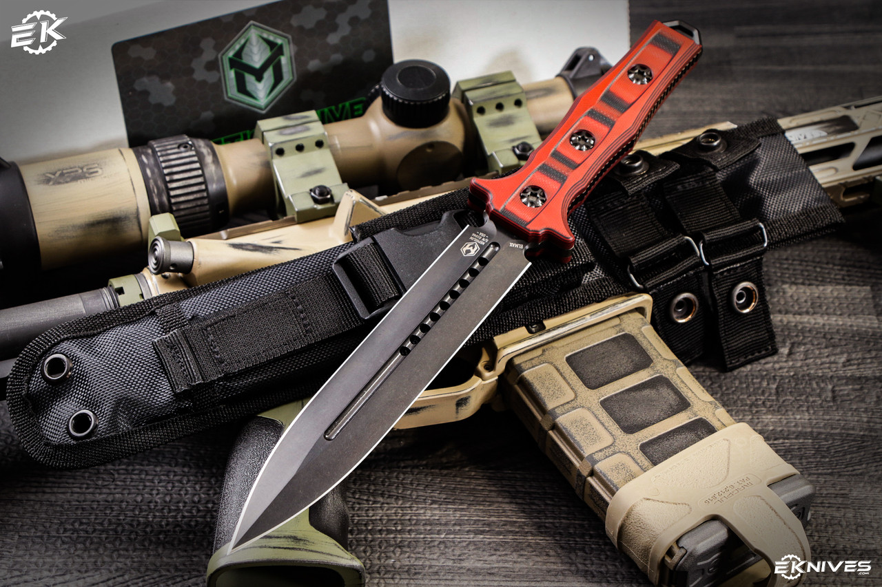 Crime Gothic Dorphins　6.6 Heretic Knives Nephilim Fixed Blade Knife Red/Black G10 6.5