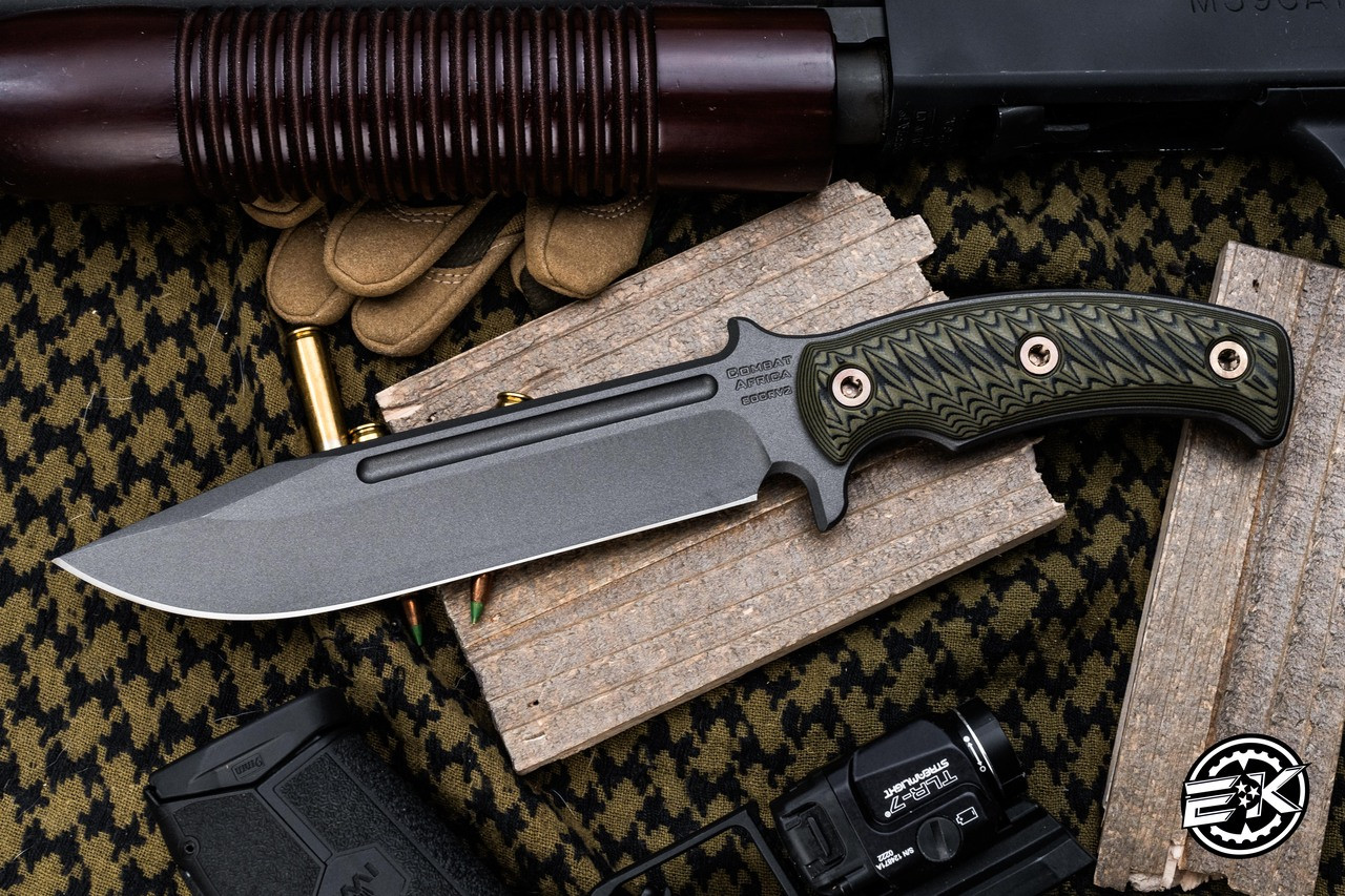 RMJ Tactical Combat Africa Fixed Blade Knife Dirty Olive Green G10