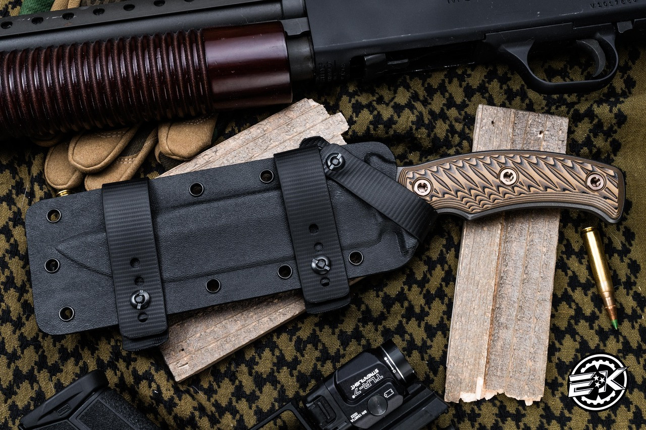 RMJ Tactical Combat Africa Fixed Blade Knife Hyena Brown G10 7.5