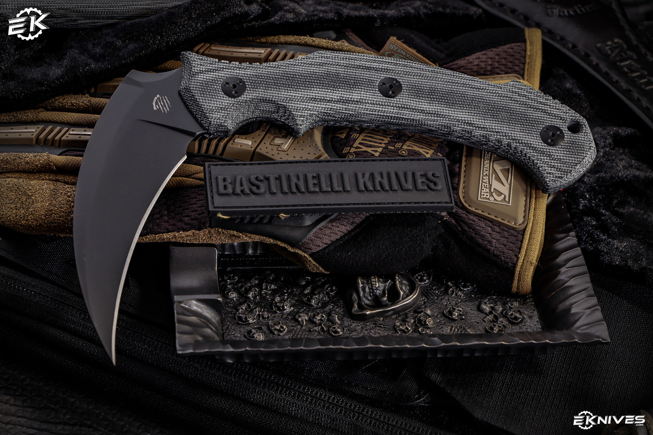 Bastinelli Knives Grumpy Prototype Black Micarta Scythe Fixed