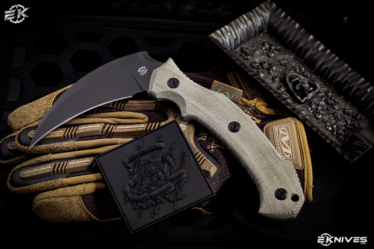 Bastinelli Knives Grumpy Prototype OD Green Micarta Scythe Fixed