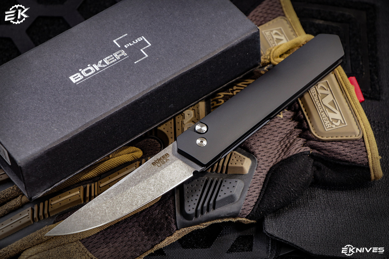 ブロッケンギガント PREMIUM BLACK LLIC Ver. Boker Plus/ProTech, Burnley Kwaiken Automatic Knife Black 3.5