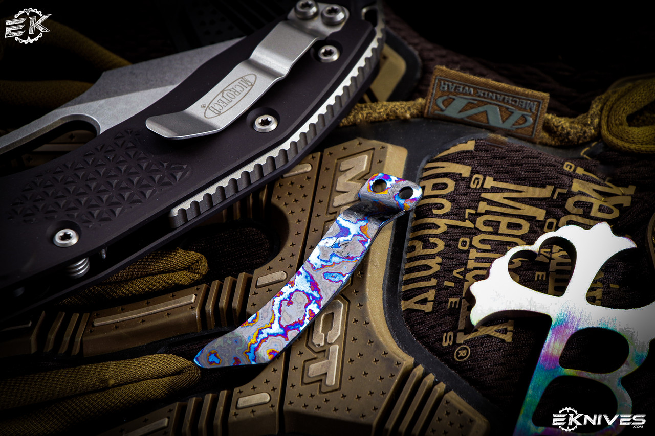 Maverick Customs Pocket Clip Black Timascus (Fits Microtech Stitch