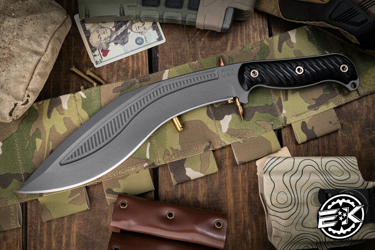 RMJ Tactical Da Choppa Fixed Blade Dirty Olive G10 7 Tungsten - EKnives  LLC