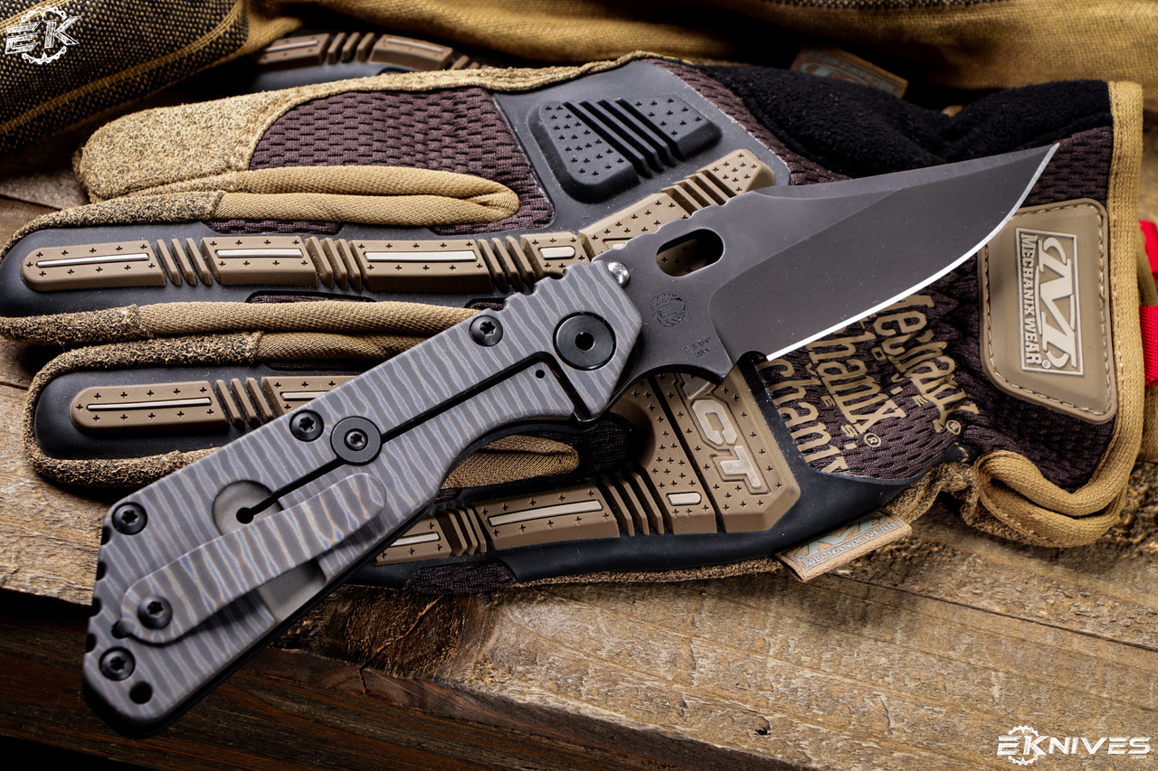 Mick Strider Knives SMF Black Aluminum Logo Engraved /Flamed