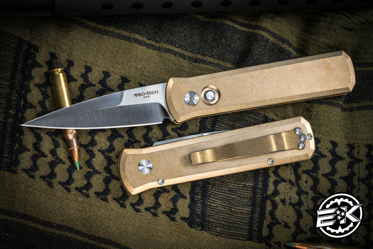 ProTech Godson Automatic Folding Knife Bronze Aluminum Stonewash 3