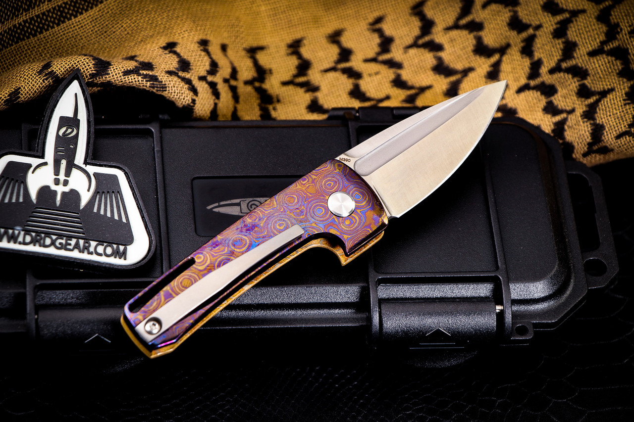D Rocket Design Harlock Two-Face Mokume/Timascus Automatic Knife