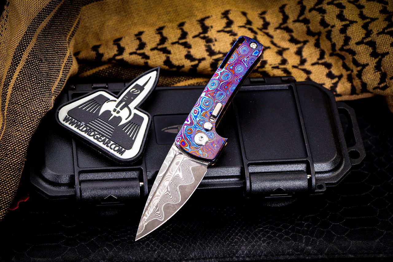 D Rocket Design Harlock Timascus Automatic Knife 2.0