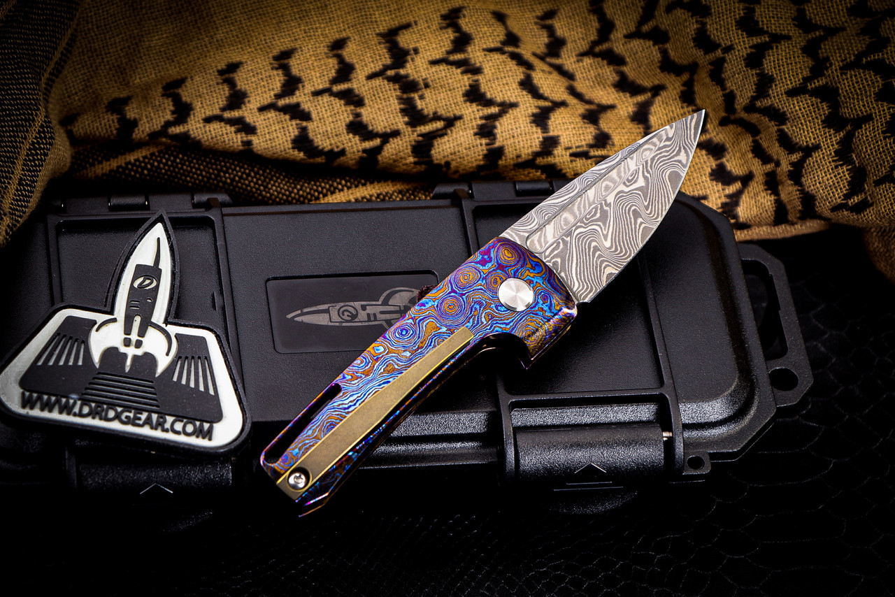 D Rocket Design Harlock Timascus Automatic Knife 2.0