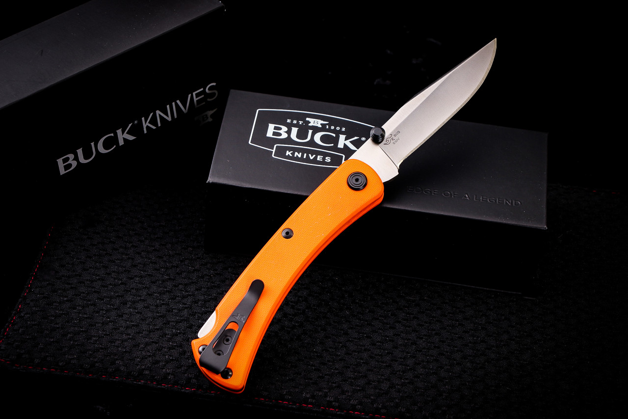 Buck 110 Slim Pro TRX Lockback Knife Orange G-10 3.75