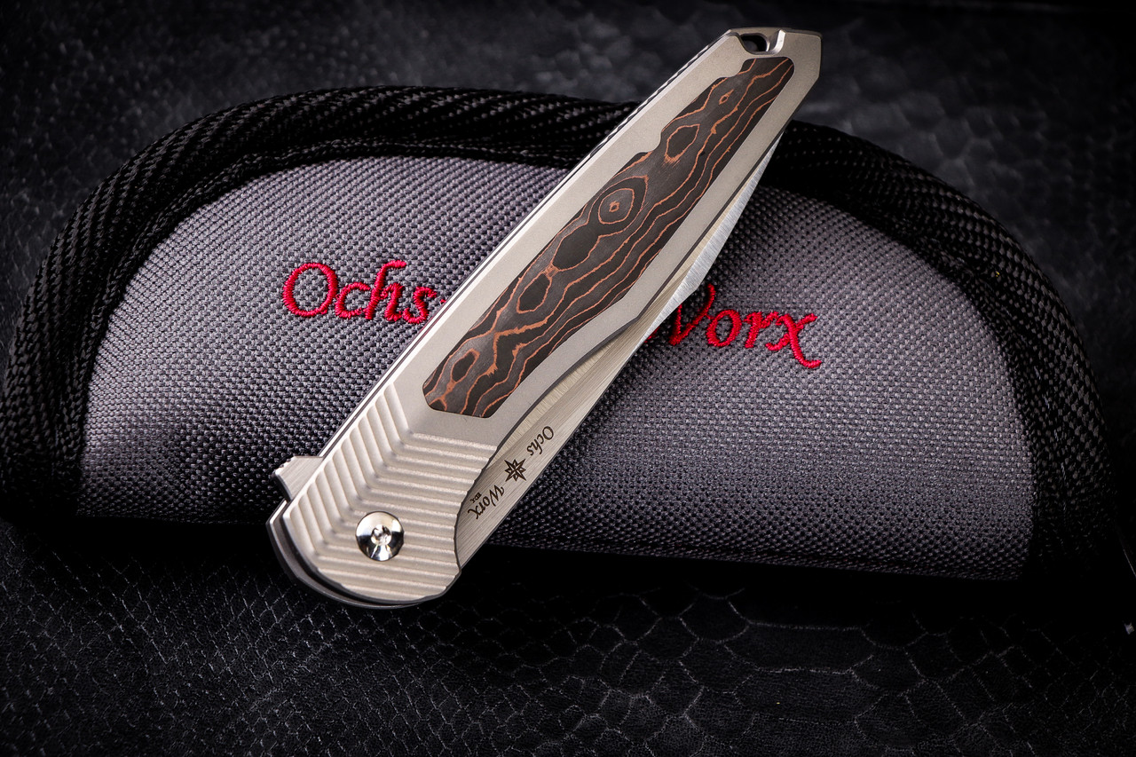 Ochs Worx Solarstorm EDX Titanium/Copper Camo Fat Carbon Knife 3.3