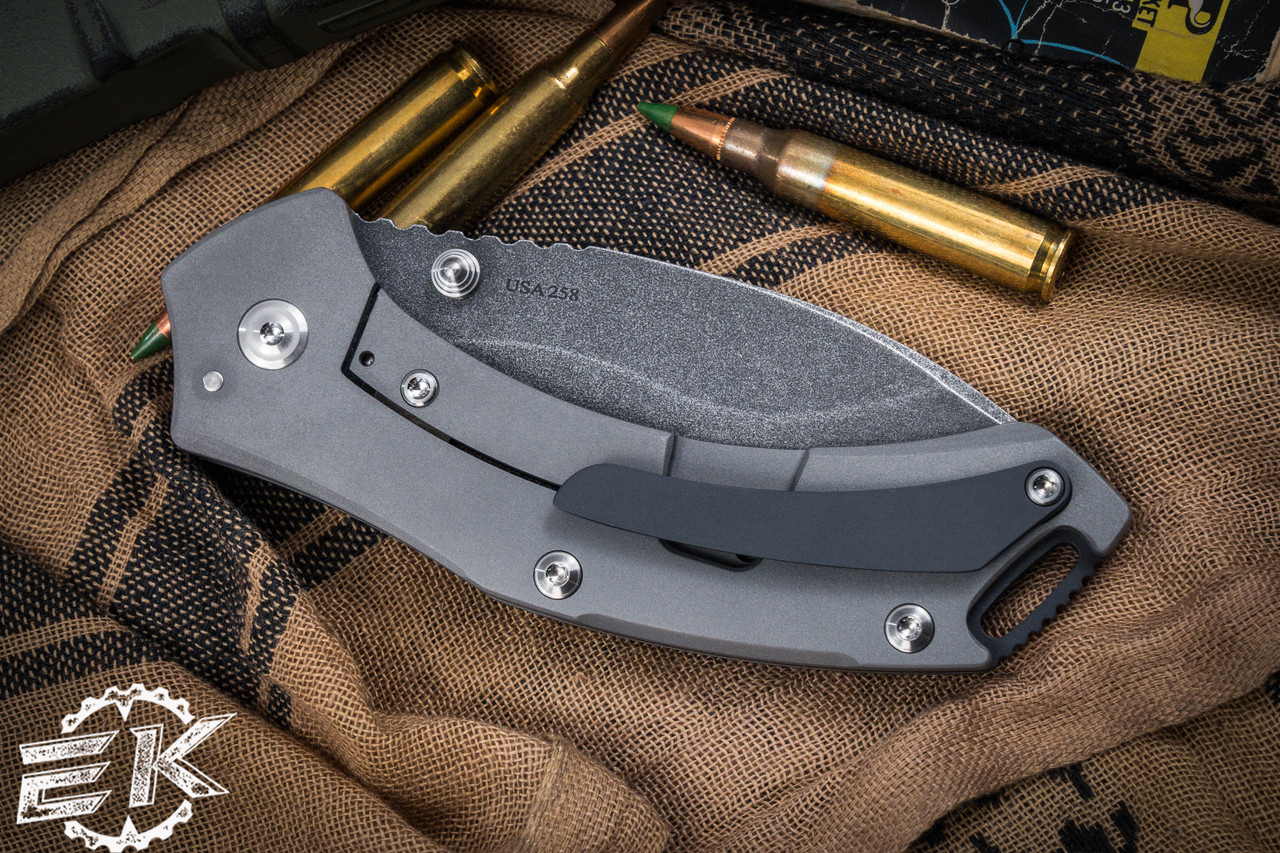 Toor Knives XT1 Alpha Folding Knife Titanium 3.25" Recurve Black Stonewash