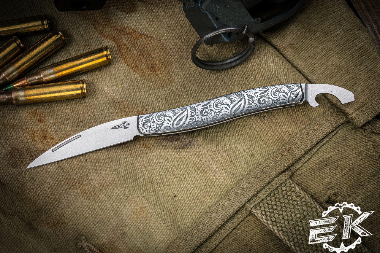 D Rocket Designs Serpentine Paisley Slipjoint Knife 2.25