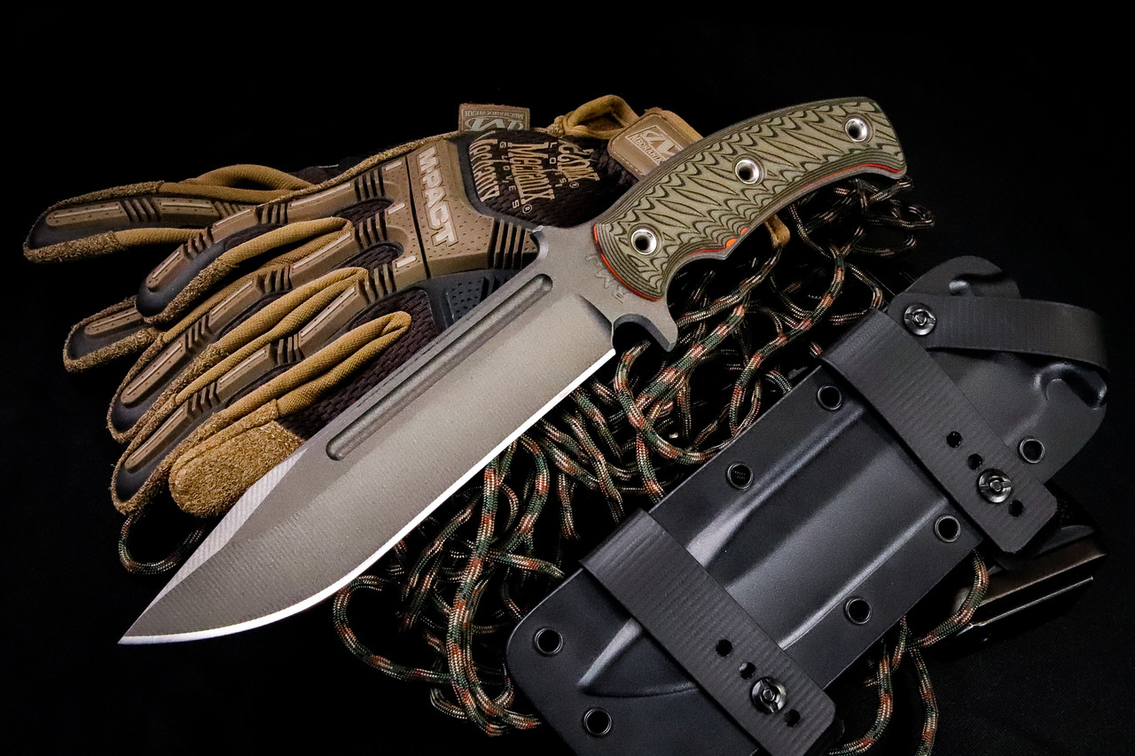 RMJ Tactical Combat Africa Fixed Blade Knife Dirty Olive Green G10