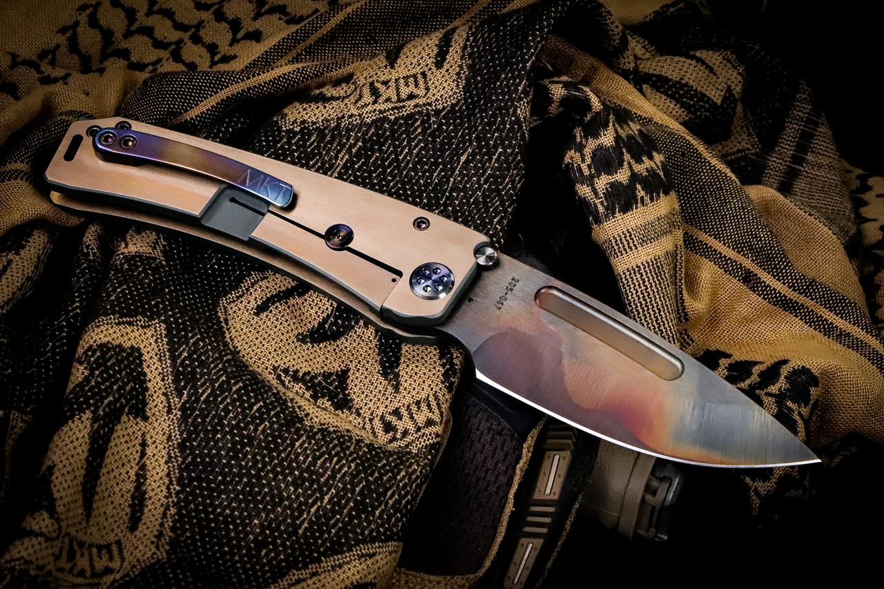 Medford Marauder-H Folding Knife BB Cement w/Faced Bronze Flats