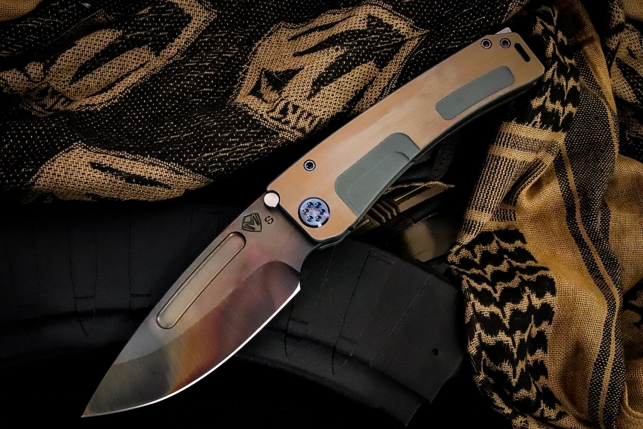 Medford Marauder-H Folding Knife BB Cement w/Faced Bronze Flats