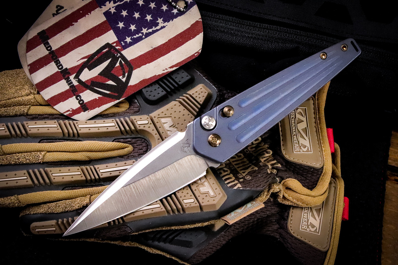 Medford Nosferatu Auto Knife Blue Titanium, Bronze HW/Clip 3.5