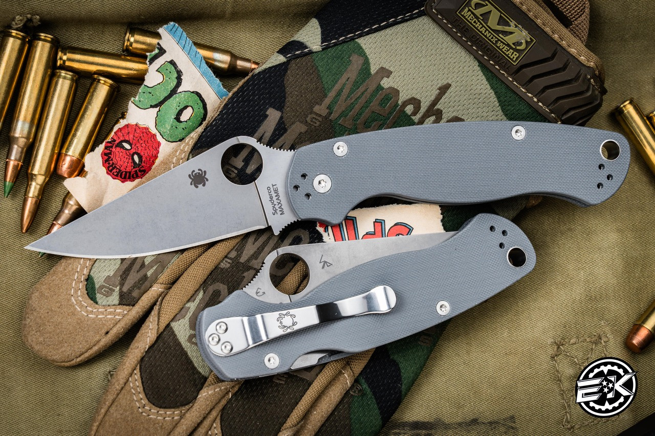 Spyderco Paramilitary 2 Folding Knife Dark Gray G10 3.4" Maxamet Satin  C81GPDGY2