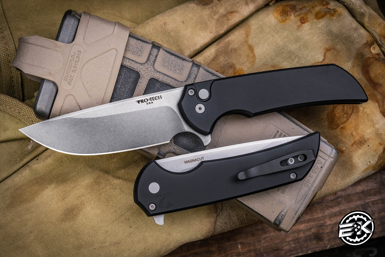 ProTech Mordax Manual Flipper Button Lock Knife Black 3.75