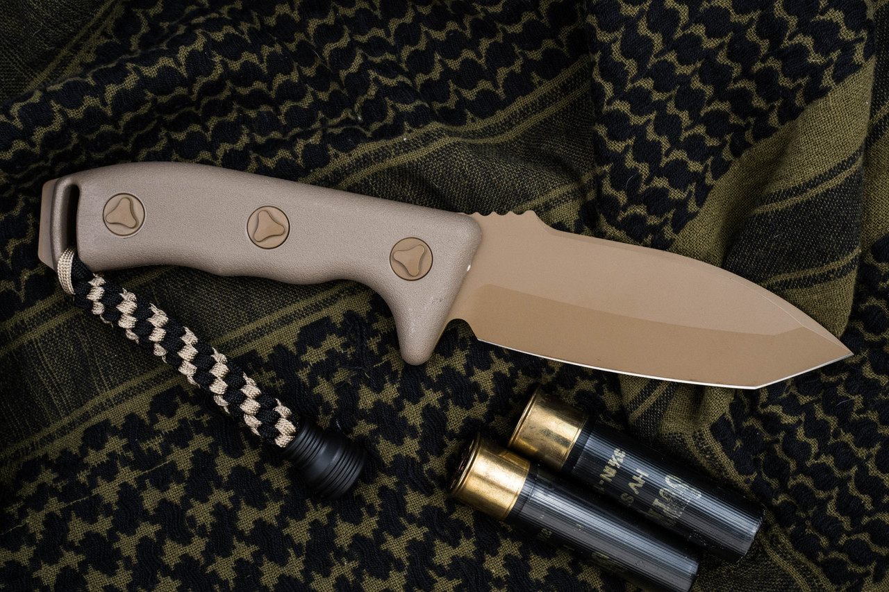 Microtech Currahee Fixed Blade Tan Cerakote 4.5" Tanto Cerakote Tan 103 ...