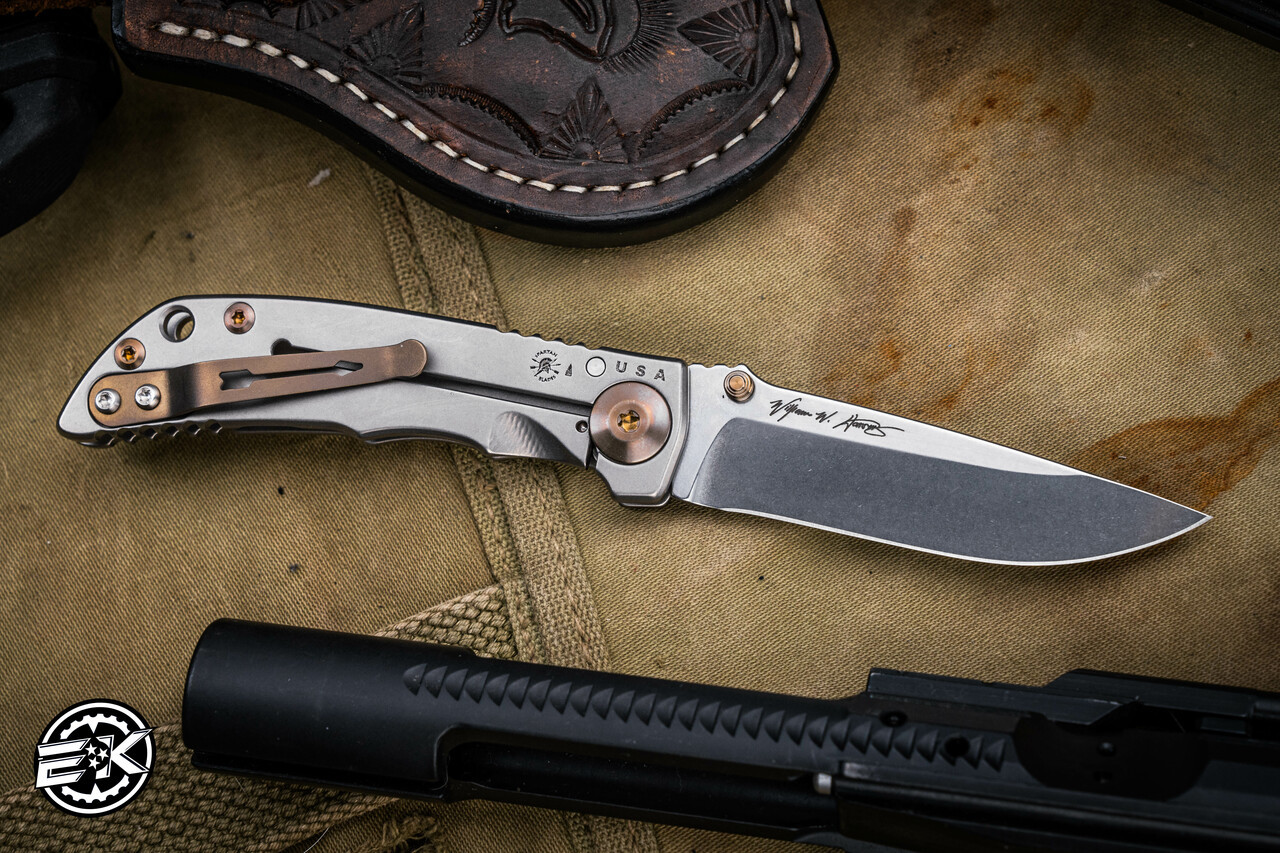 Spartan Blades SHF Harsey Folder Satin Titanium, Bronze Accents